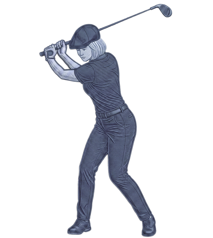 Illustration of a golfer resting a club across their shoulders